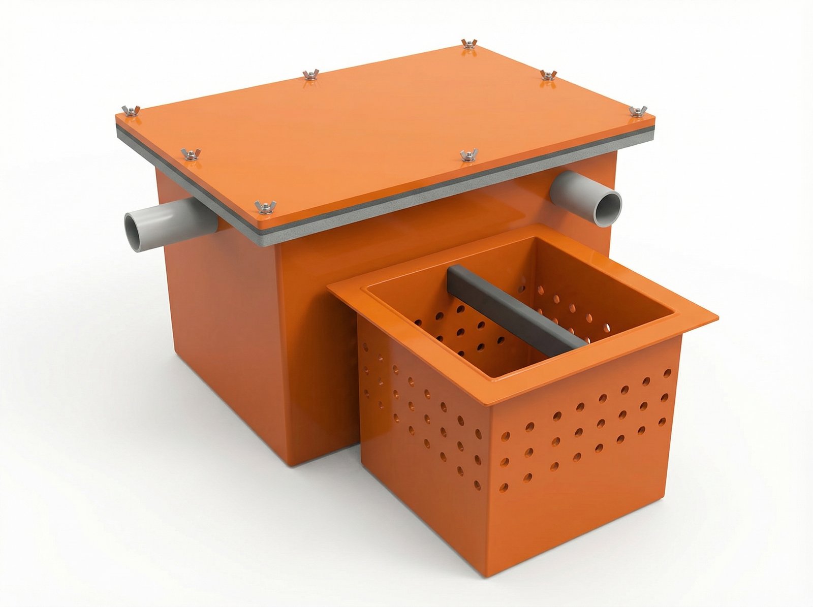 Fabricated Grease Trap Type D (Dubai Municipality Approved) — 3D Product Render