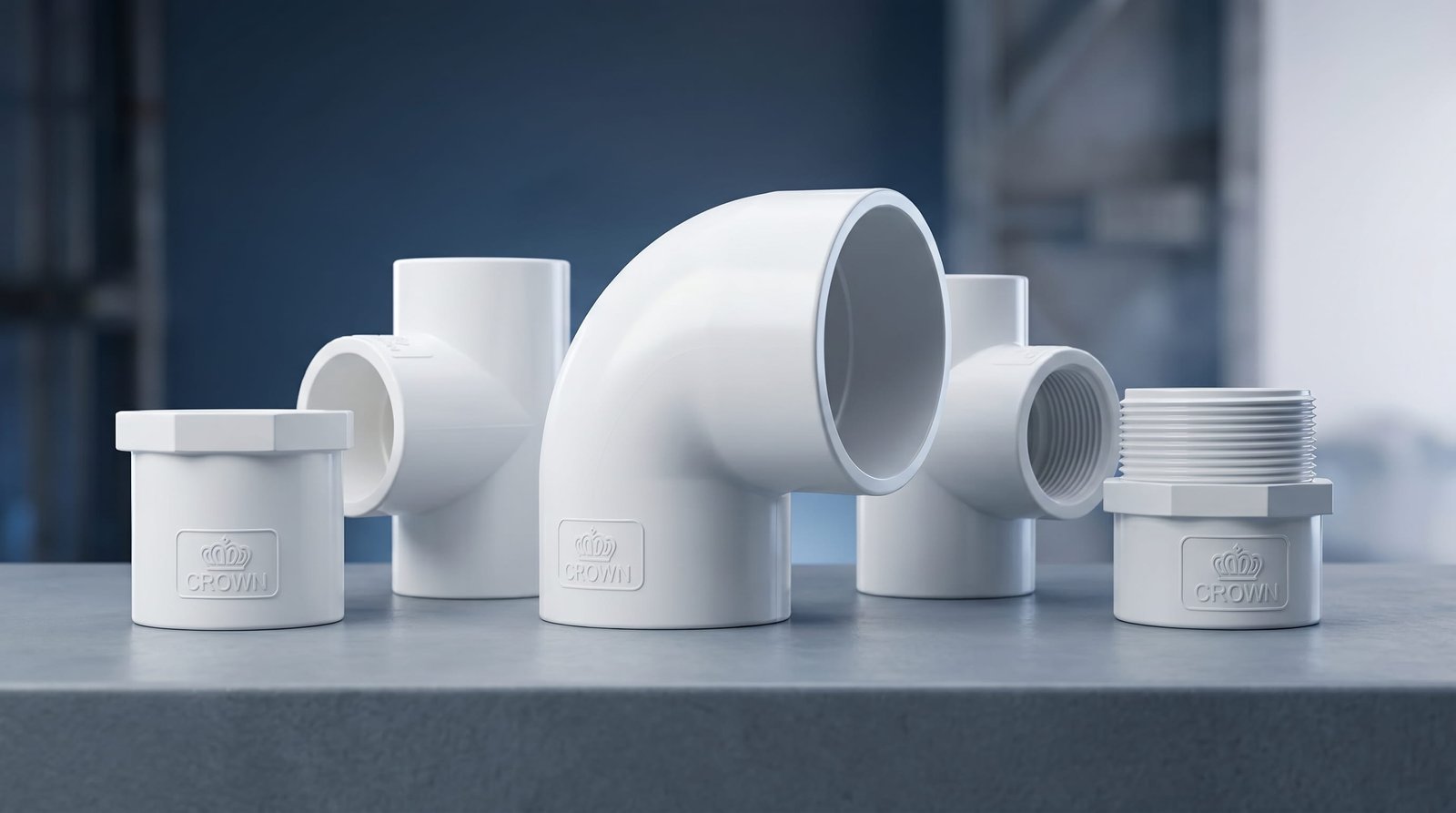 Pvc Parts Key PVC SCH 40 Fittings — ASTM D 2466 | Crown Plastic UAE | Crown Plastic Pipes